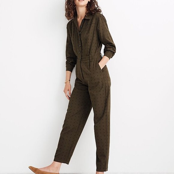 Madewell Pants - Seamed Coverall Jumpsuit in Grid Dot - Sz 6